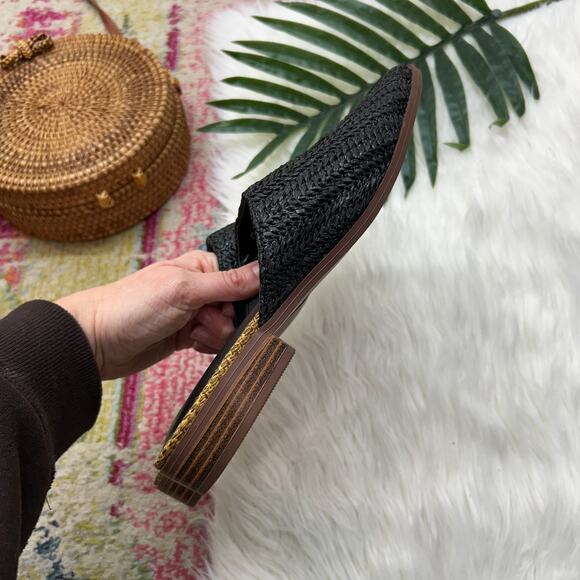 Maurices Black Mule 8 Woven Rattan Slip On Boho Casual Summer Neutral Minimalist - Picture 5 of 8